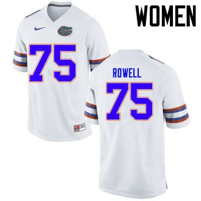 Women's Florida Gators #75 Tanner Rowell NCAA Nike White Authentic Stitched College Football Jersey HNP3662PC